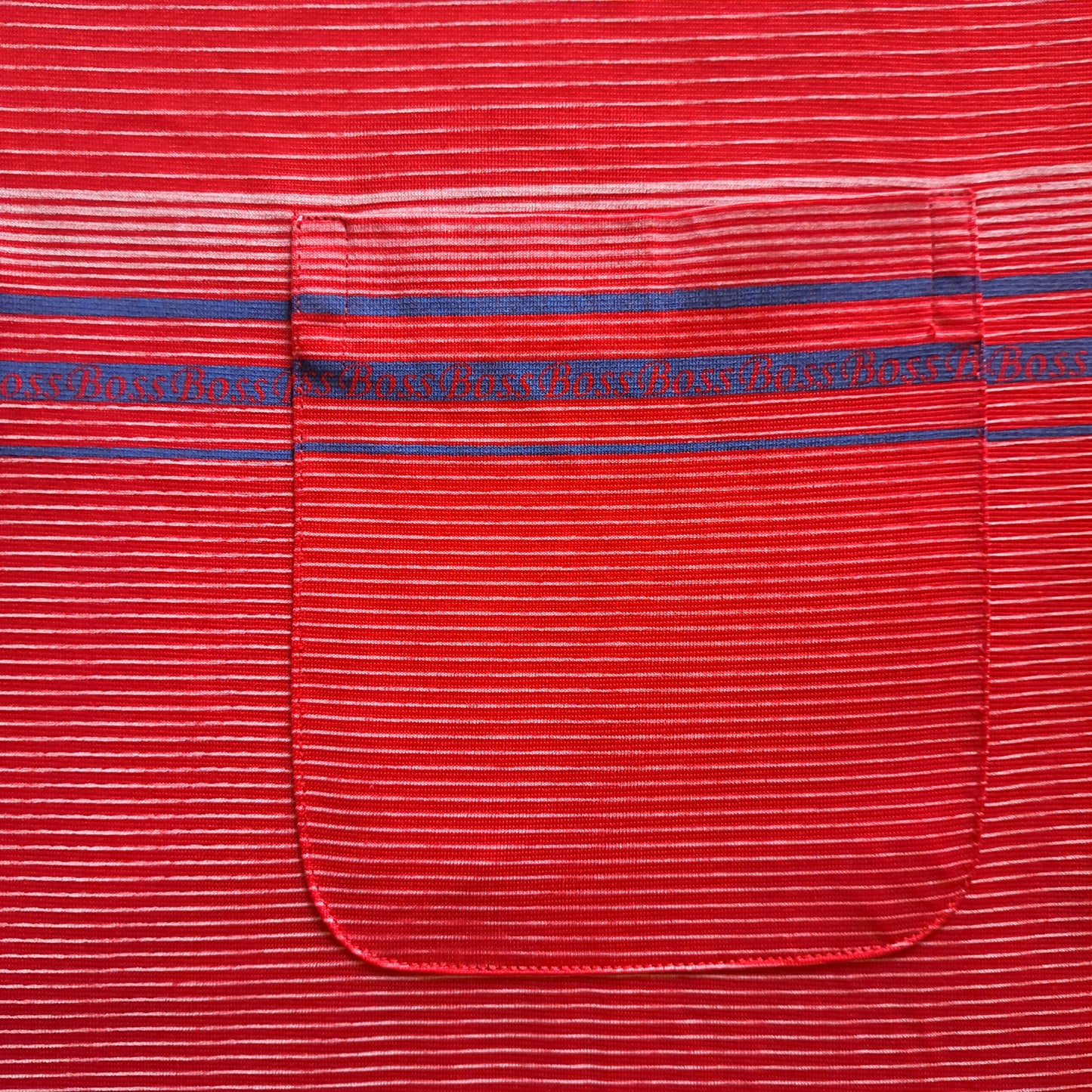 Vintage "Boss" Striped Button Up Polo Shirt