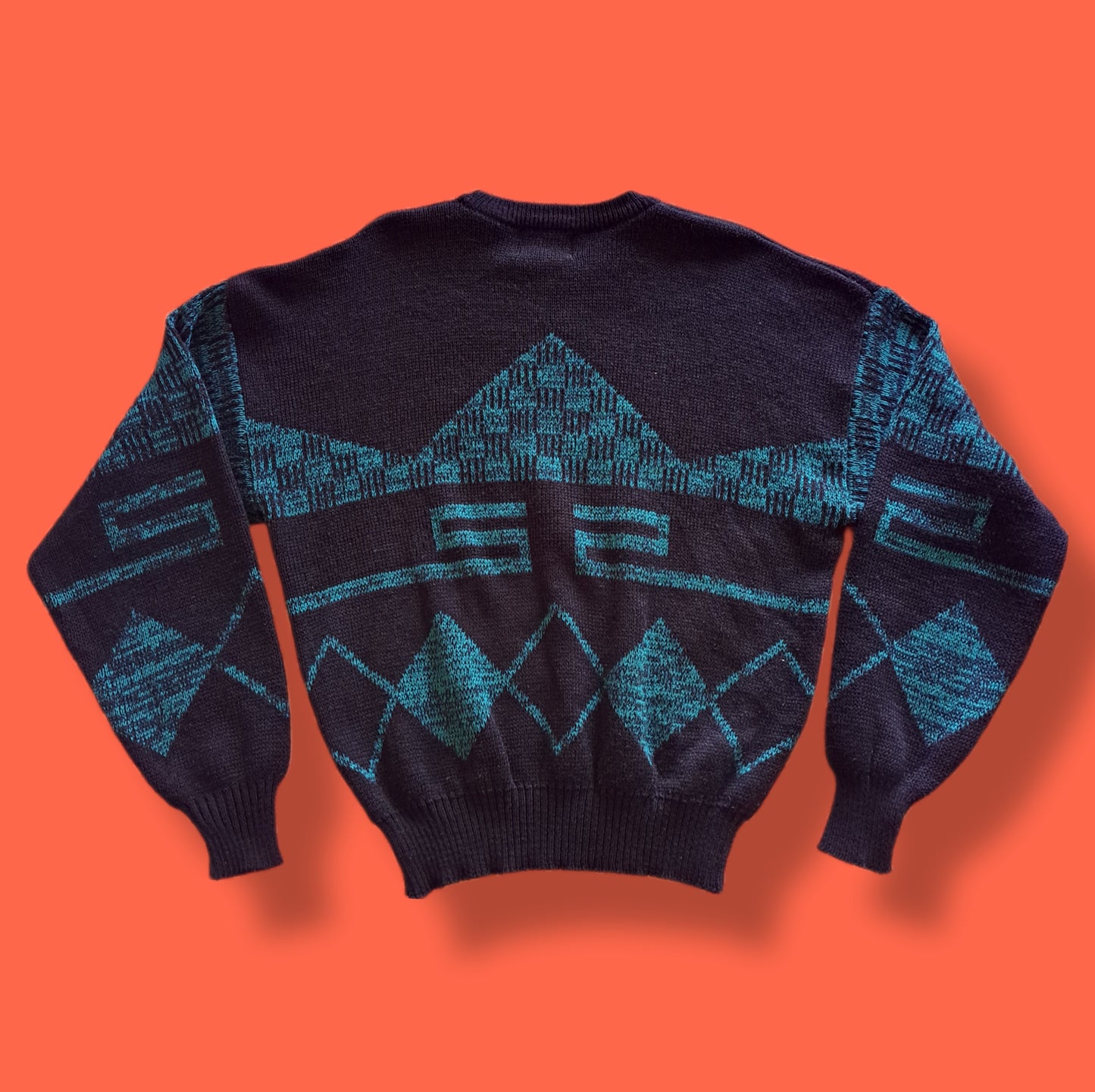 Vintage "Weeds" Leather Trim Pullover Sweater