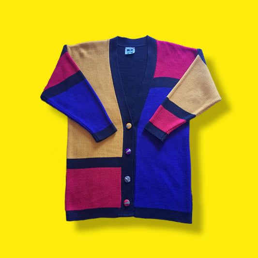Vintage "Osanna" Color Block Knit Cardigan Sweater