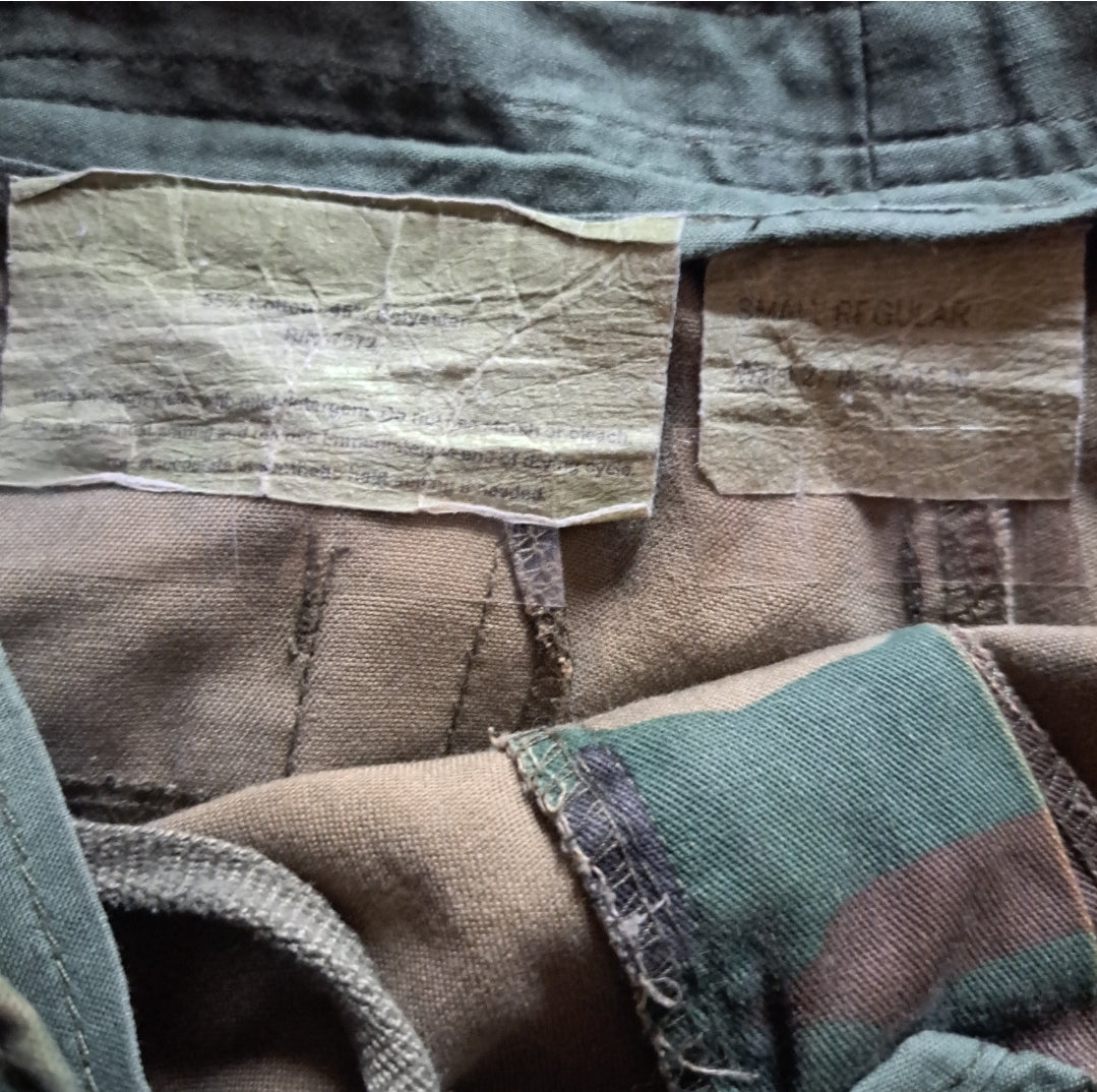 Vintage Green Camouflage Military Utility Cargo Shorts