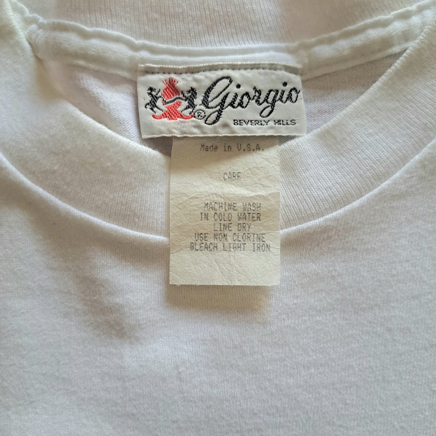 90's Giorgio Beverly Hills Embroidered White T-Shirt | Vintage Designer Tee