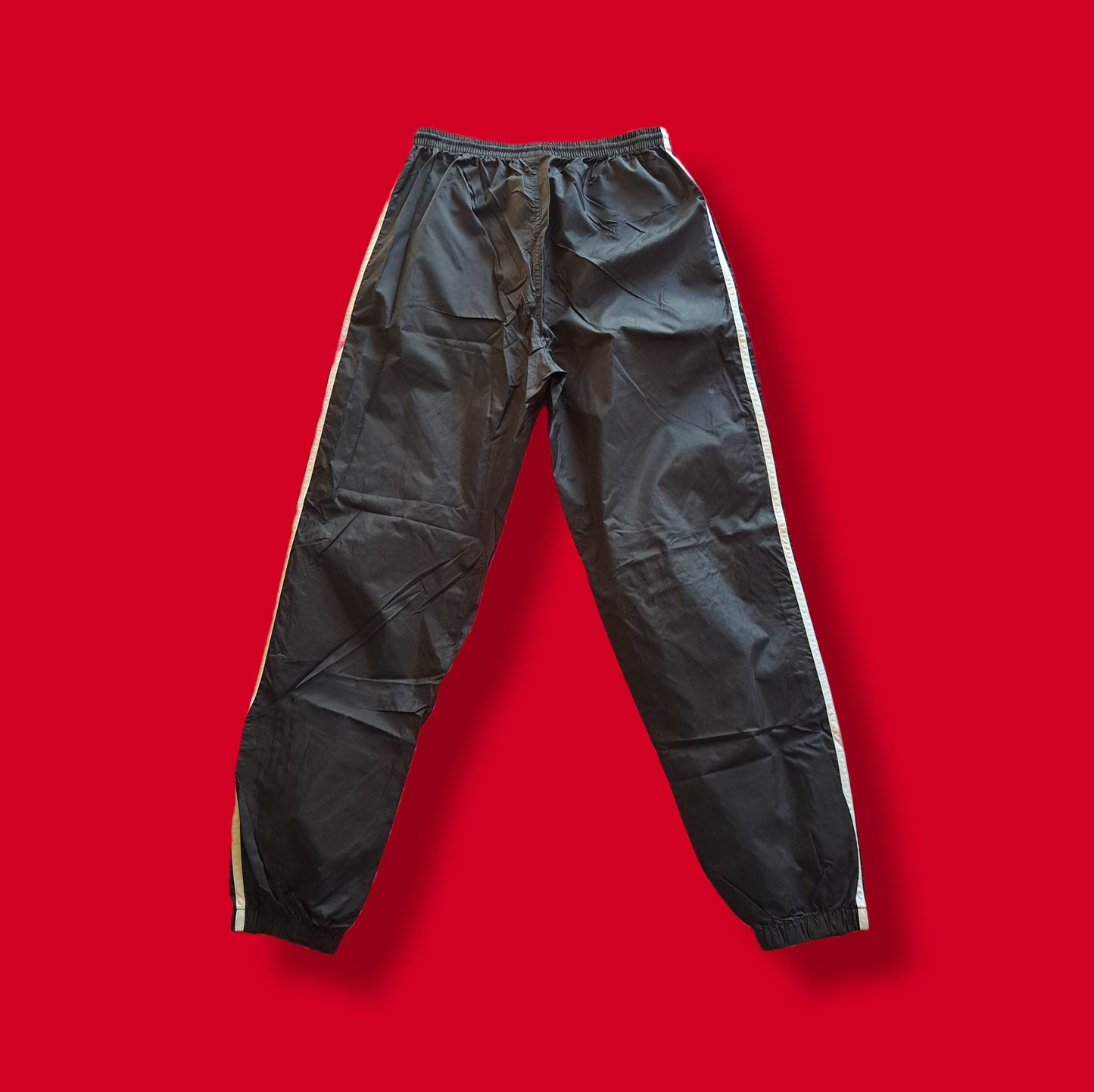 Vintage Black and White "Adidas" 3 Stripes Plastic Joggers Track Pants