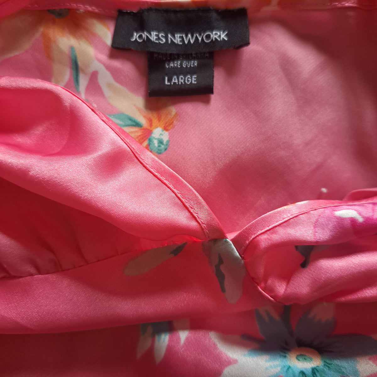 90's Vintage Jones New York Pink Floral Satin Midi Slip Dress | Barbiecore