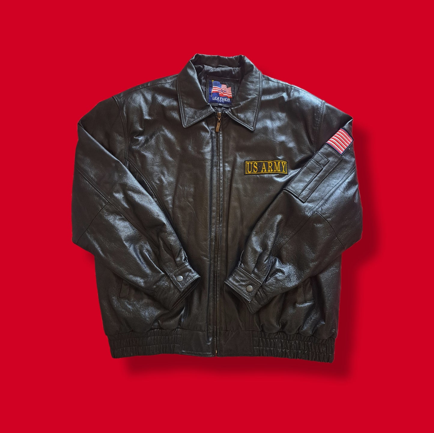 Genuine Leather "Army" Spellout Bomber Jacket