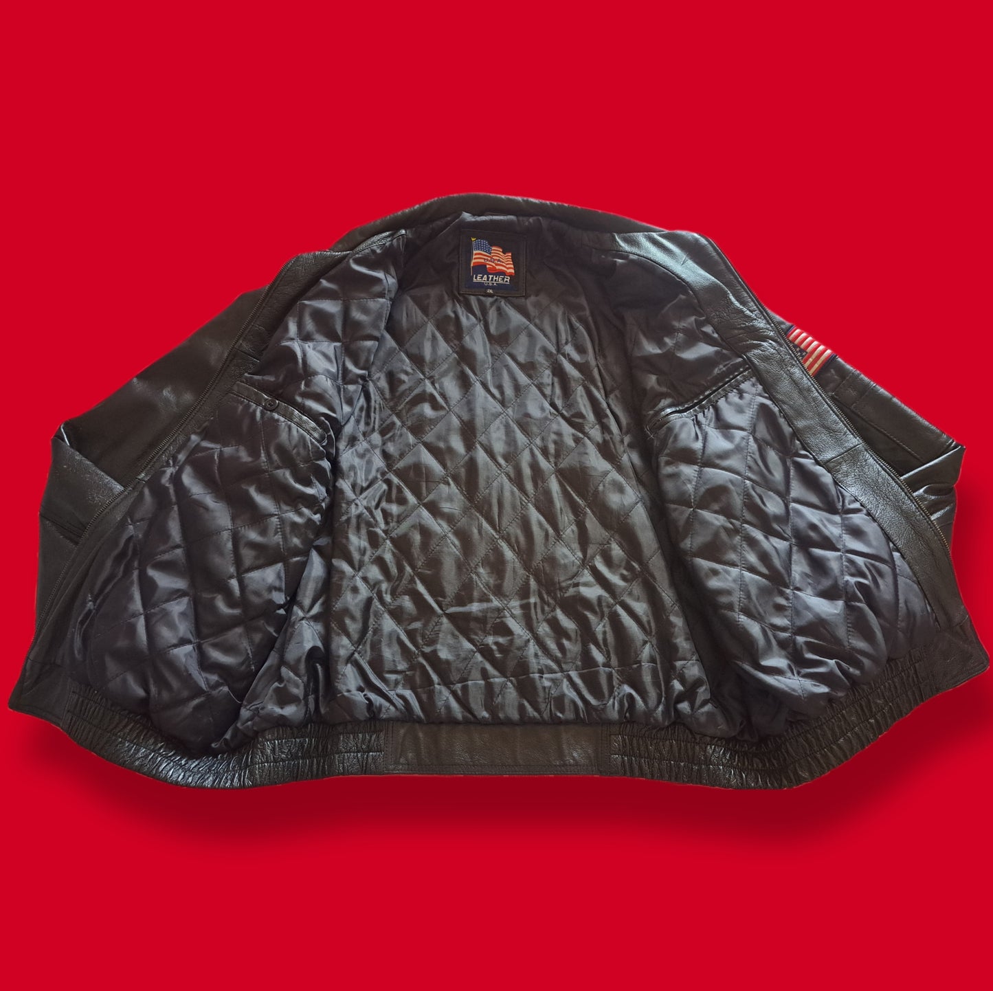 Genuine Leather "Army" Spellout Bomber Jacket