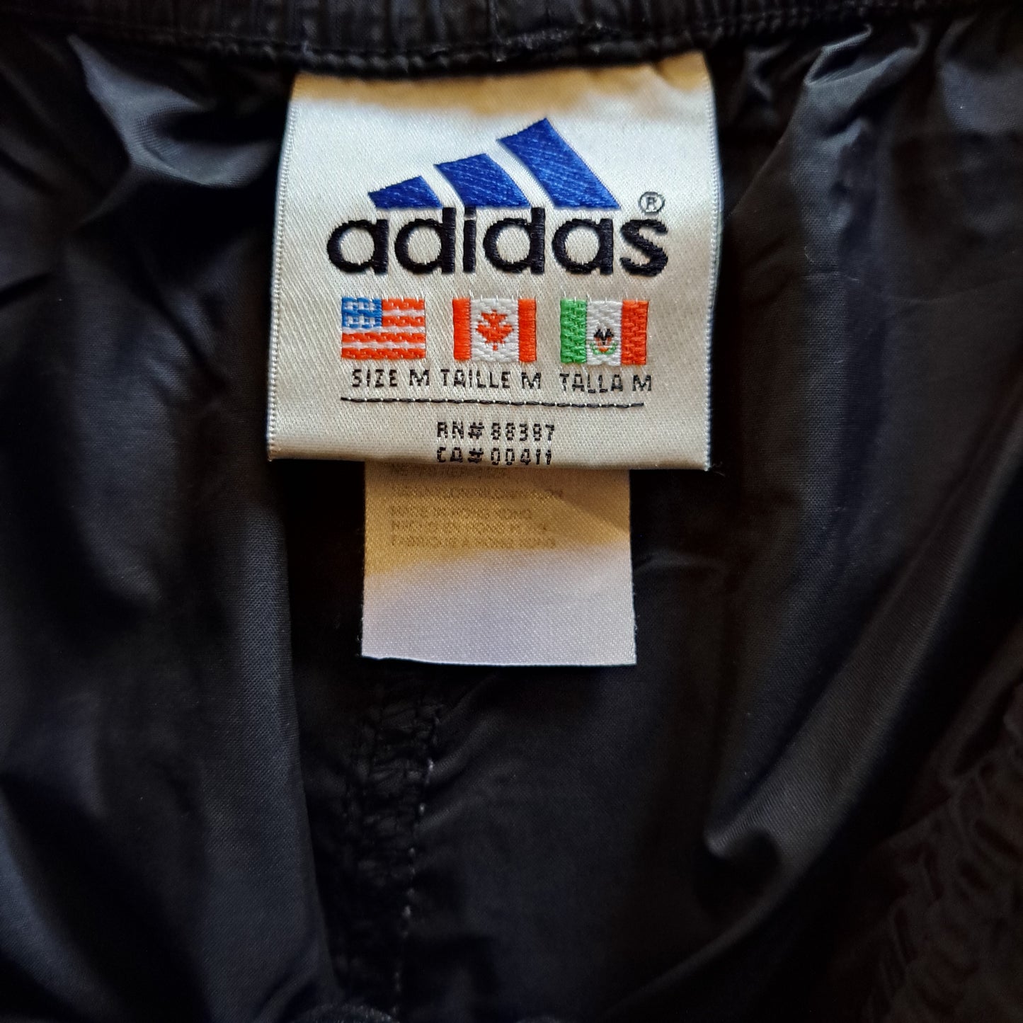 Vintage Black and White "Adidas" 3 Stripes Plastic Joggers Track Pants