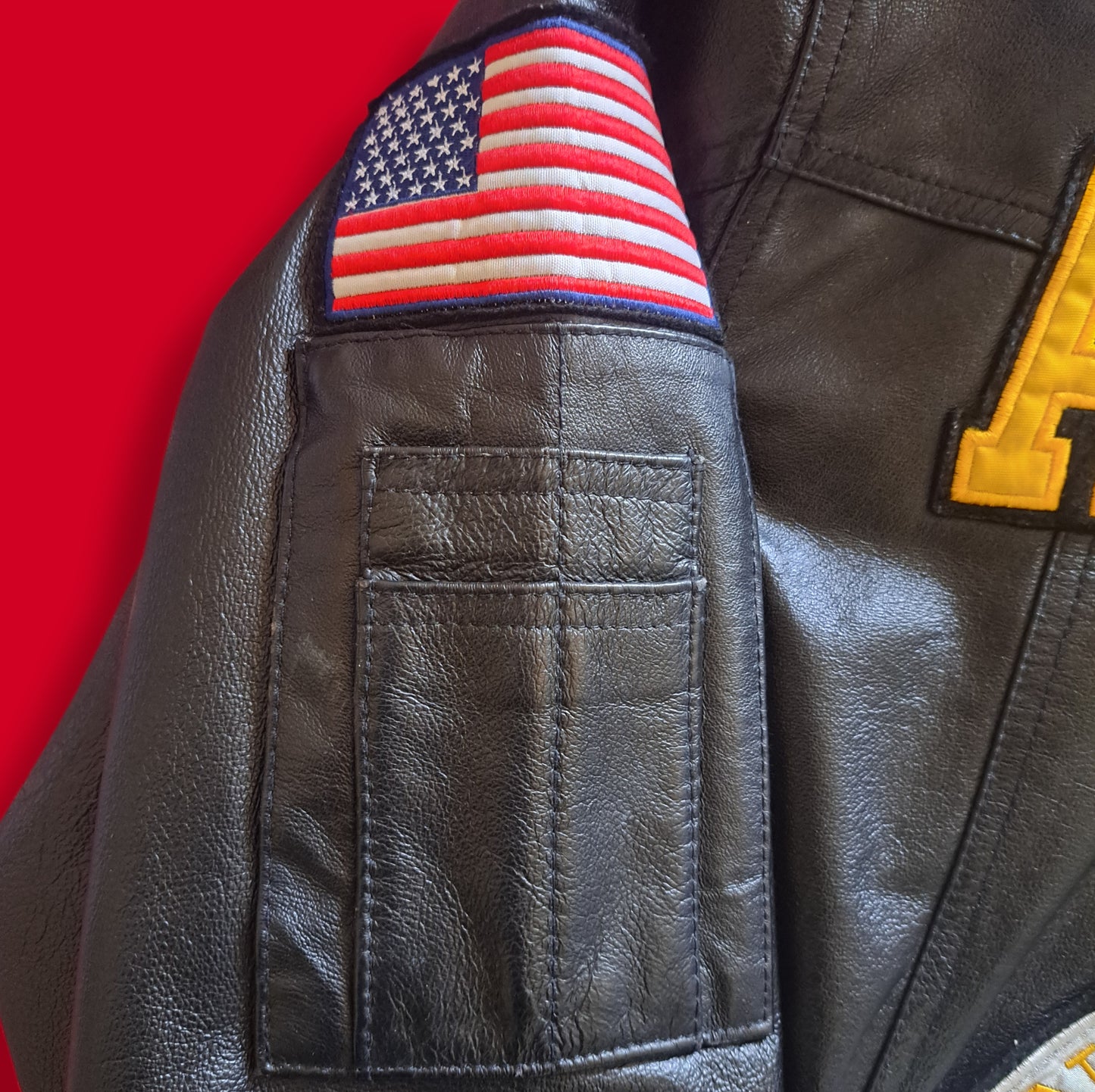 Genuine Leather "Army" Spellout Bomber Jacket