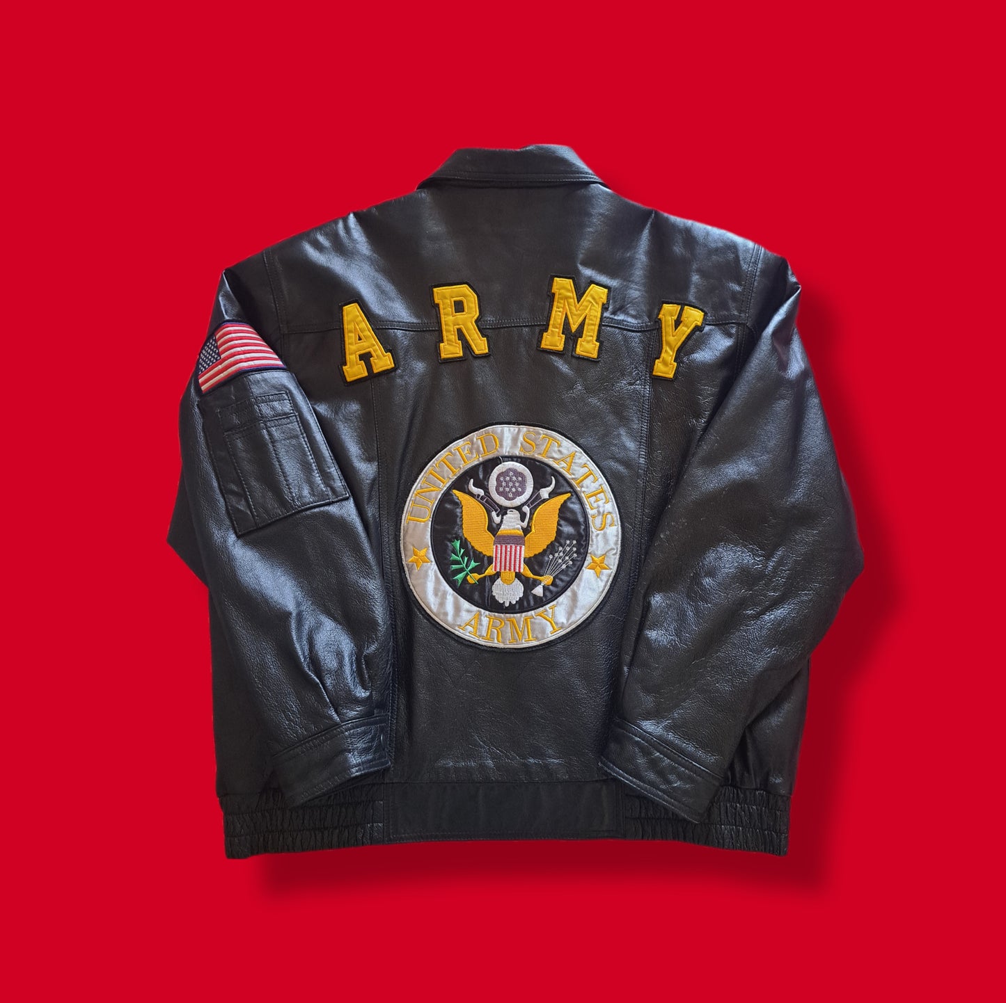 Genuine Leather "Army" Spellout Bomber Jacket