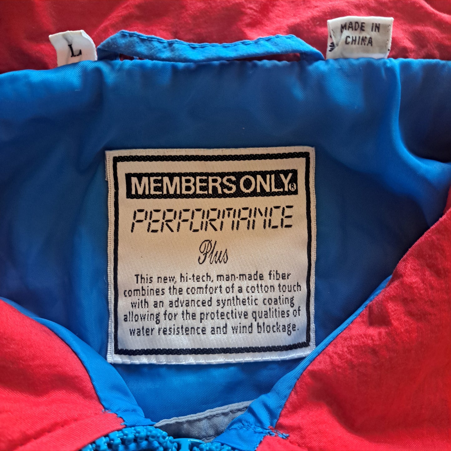 Vintage Turquoise "Members Only" Active Windbreaker Jogging Track Jacket Hoodie
