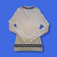 Y2K Vintage Saks 5th Avenue White & Navy Cable Knit Tennis Sweater
