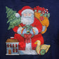 90's Vintage Russell Athletic Navy Blue Hand-Painted 3D Santa Sweatshirt