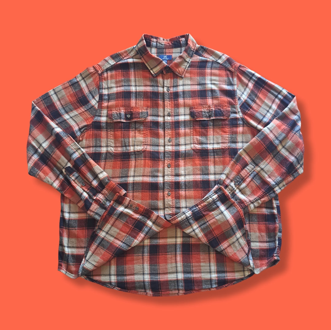 90's Vintage Pumpkin Spice Plaid Flannel Button-Down Shirt