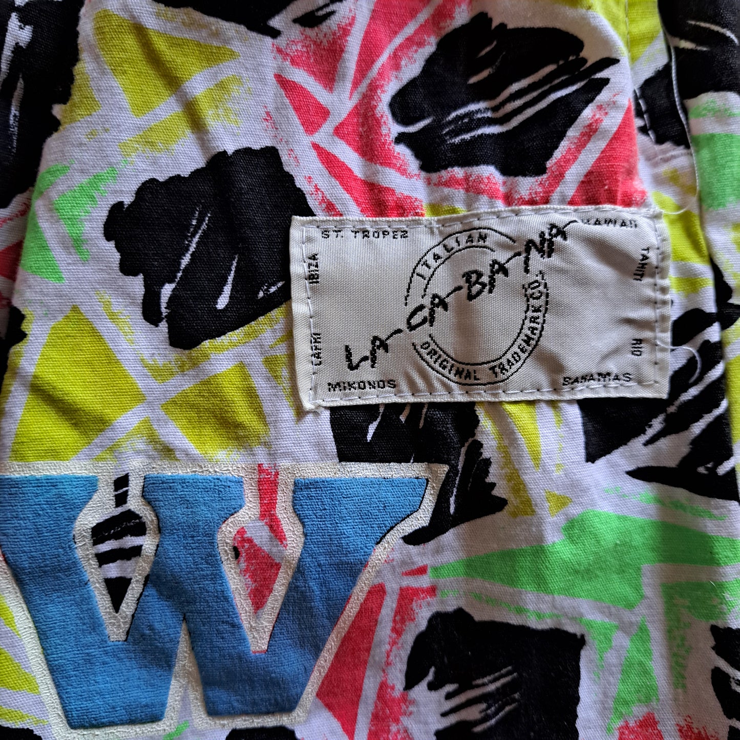 Vintage Neon Geometric "World Gym" Baggy Waikiki Parachute Pants