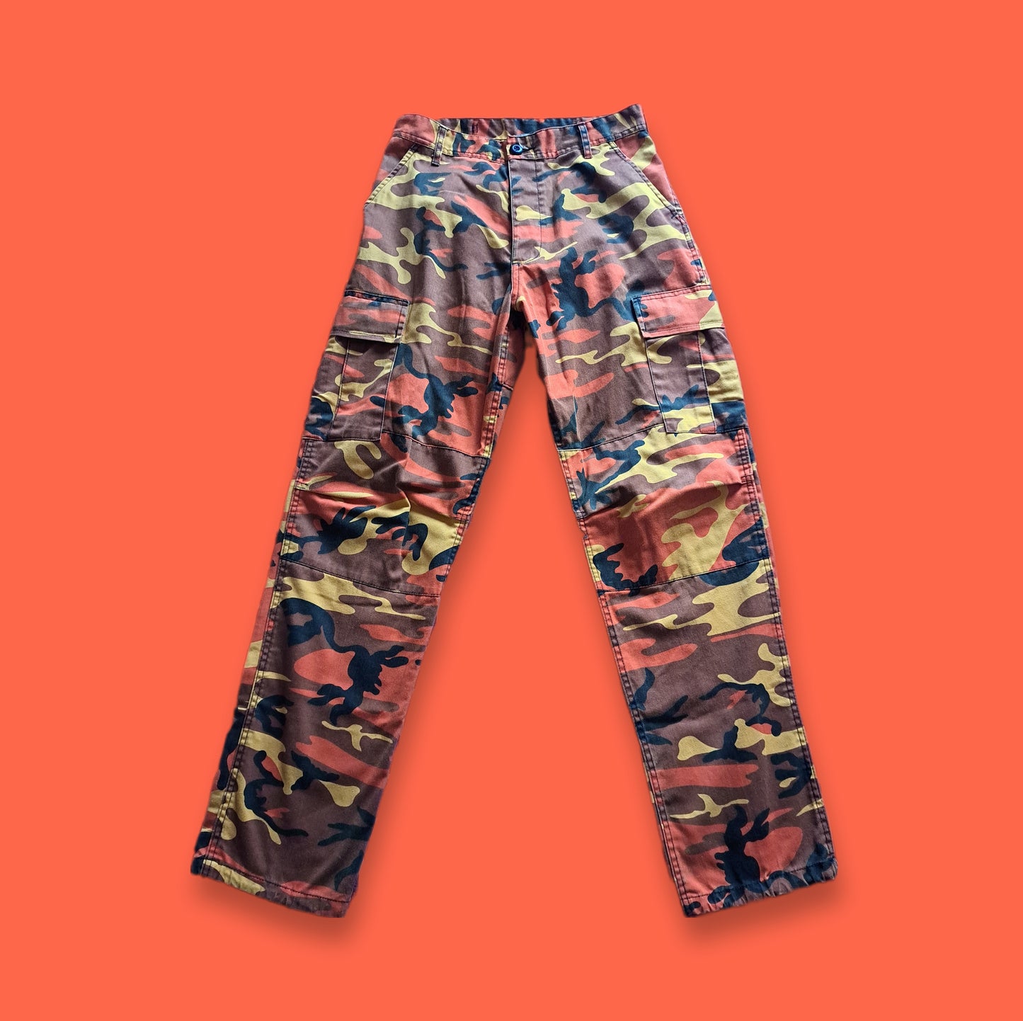 Vintage Orange Camouflage Military Utility Cargo Pants