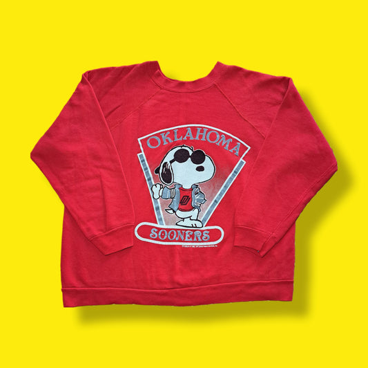 Vintage Joe Cool Snoopy "Oklahoma Sooners" Raglan Sweatshirt