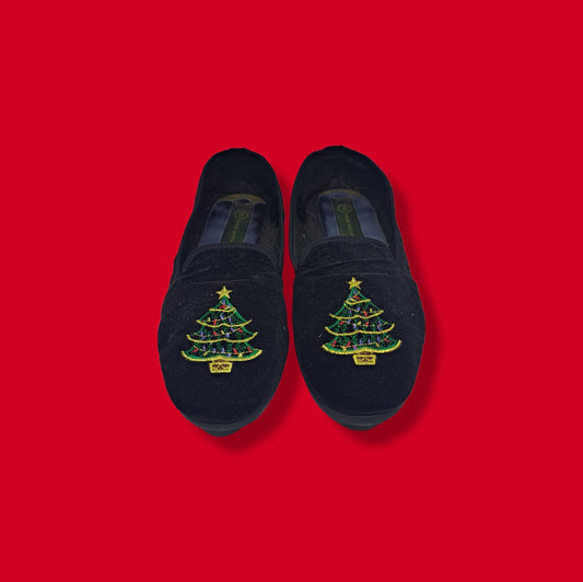 Vintage Velvet "Christmas Tree" Holiday Loafers Shoes