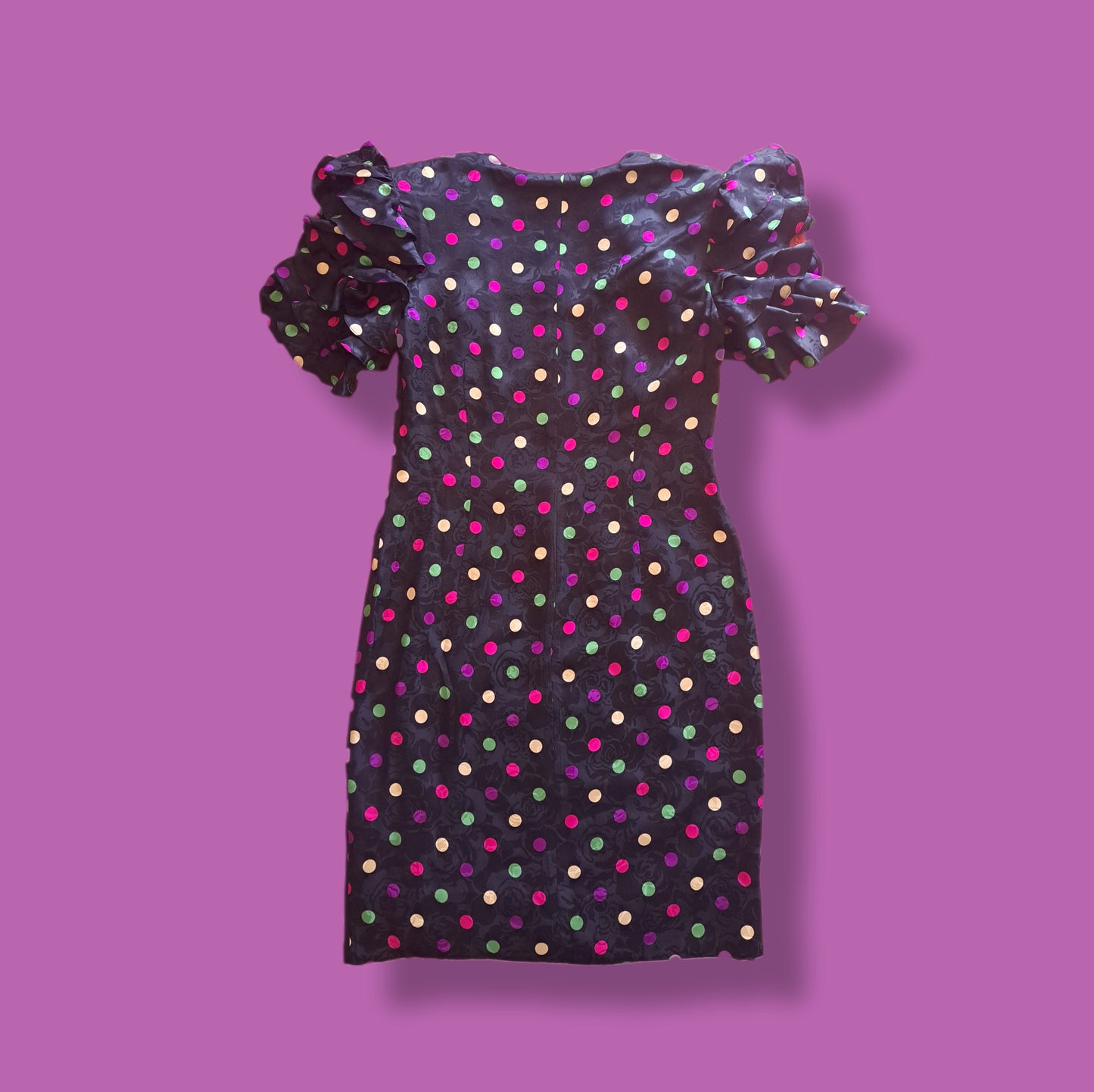 Vintage "Louis Féraud" Polkadot Ruffled Silk Dress