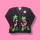 Vintage "Quaker Factory" Flamingo Knit Cardigan Sweater