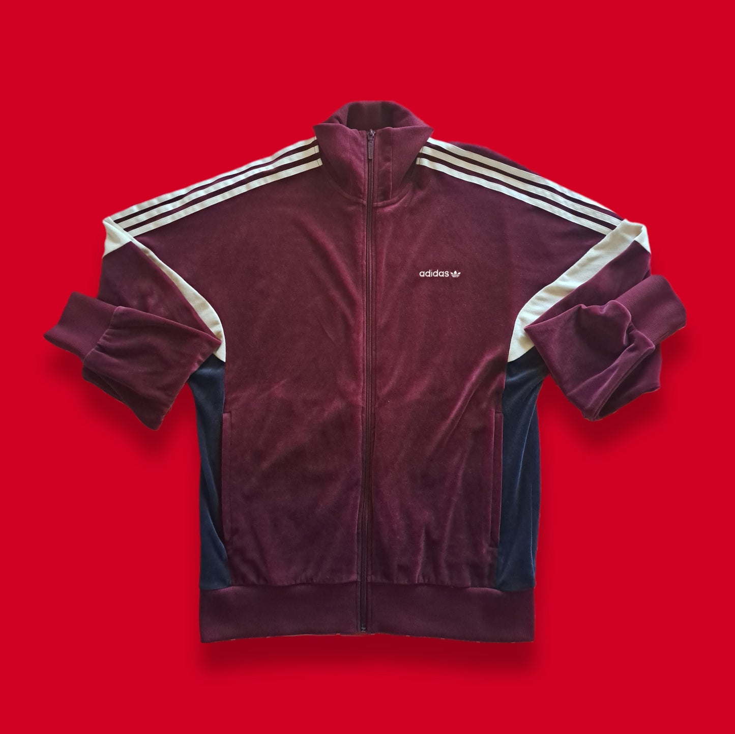 Retro "Adidas" Trefoil Velour Track Jacket