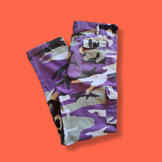 Vintage Purple Camouflage Military Utility Cargo Pants