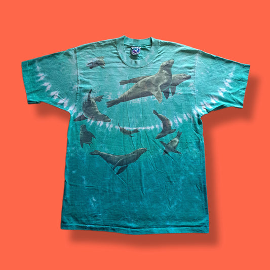 Vintage "Liquid Blue" Sea Lions Tie-Dye T-shirt