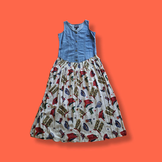 Listing: Vintage "Quizz" Denim and Western Sun Dress