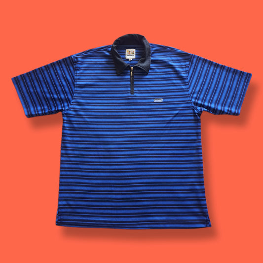 Vintage "Redsand" Striped Zip Up Polo Shirt