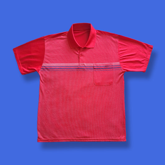 Vintage "Boss" Striped Button Up Polo Shirt