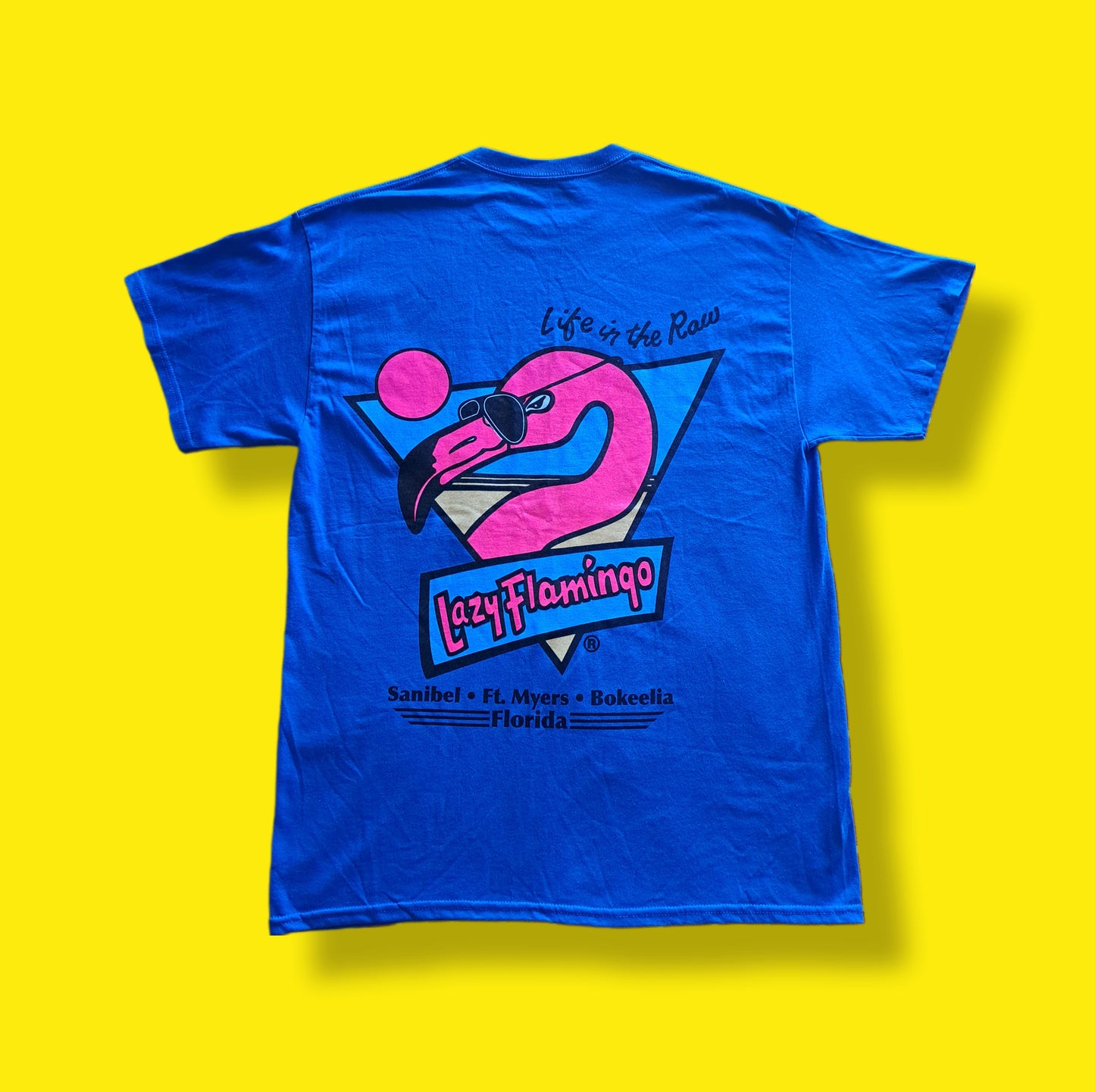 Vintage "Lazy Flamingo" Florida Neon Graphic T-shirt