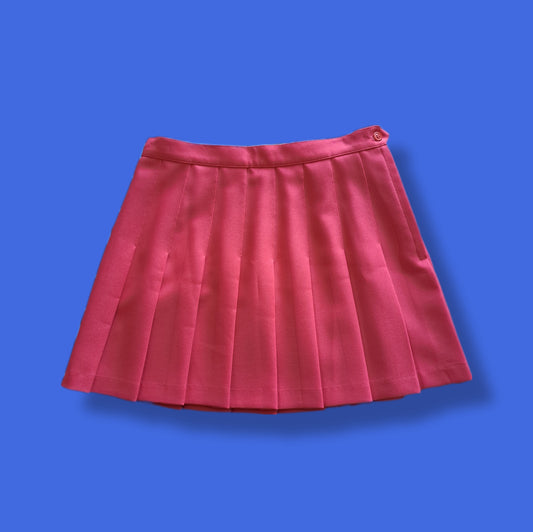 Vintage Coral Pink "Head" Pleated Mini Tennis Skirt