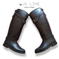 Modern Black "Burberry" Belted Rubber Rain Riding Equestrian Boots