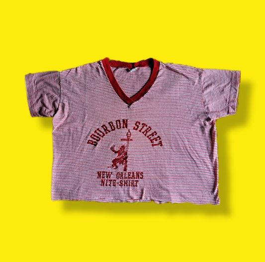 Vintage Pinstripe "Bourbon Street New Orleans" Cropped T-shirt