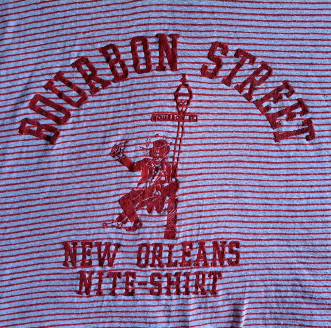 Vintage Pinstripe "Bourbon Street New Orleans" Cropped T-shirt