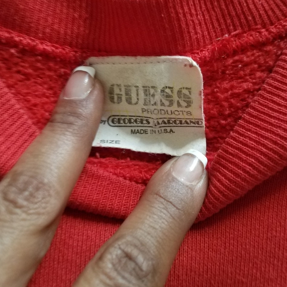 Vintage "Guess Bear" Logo Cutoff Raglan Sweatshirt - 1986