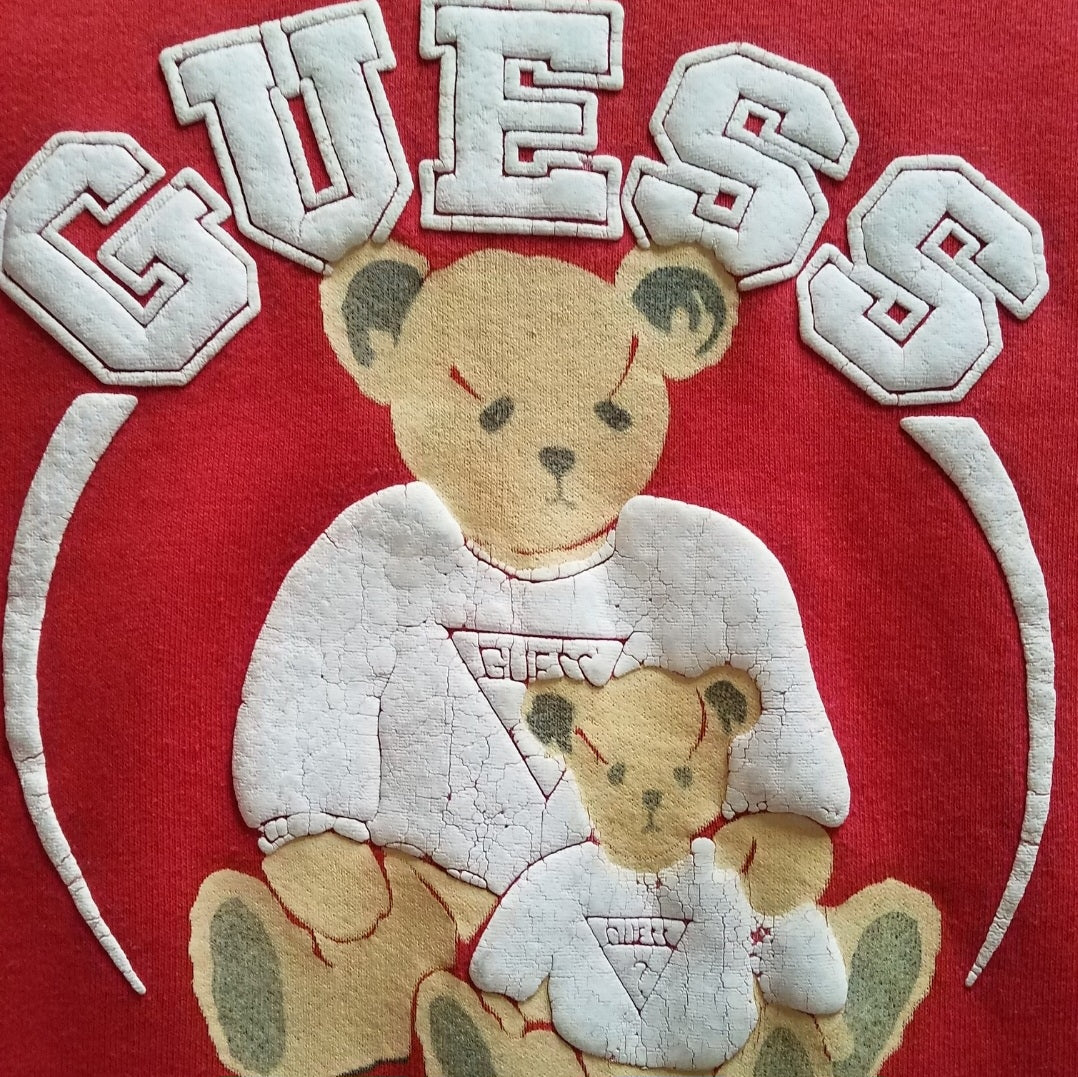 Vintage "Guess Bear" Logo Cutoff Raglan Sweatshirt - 1986