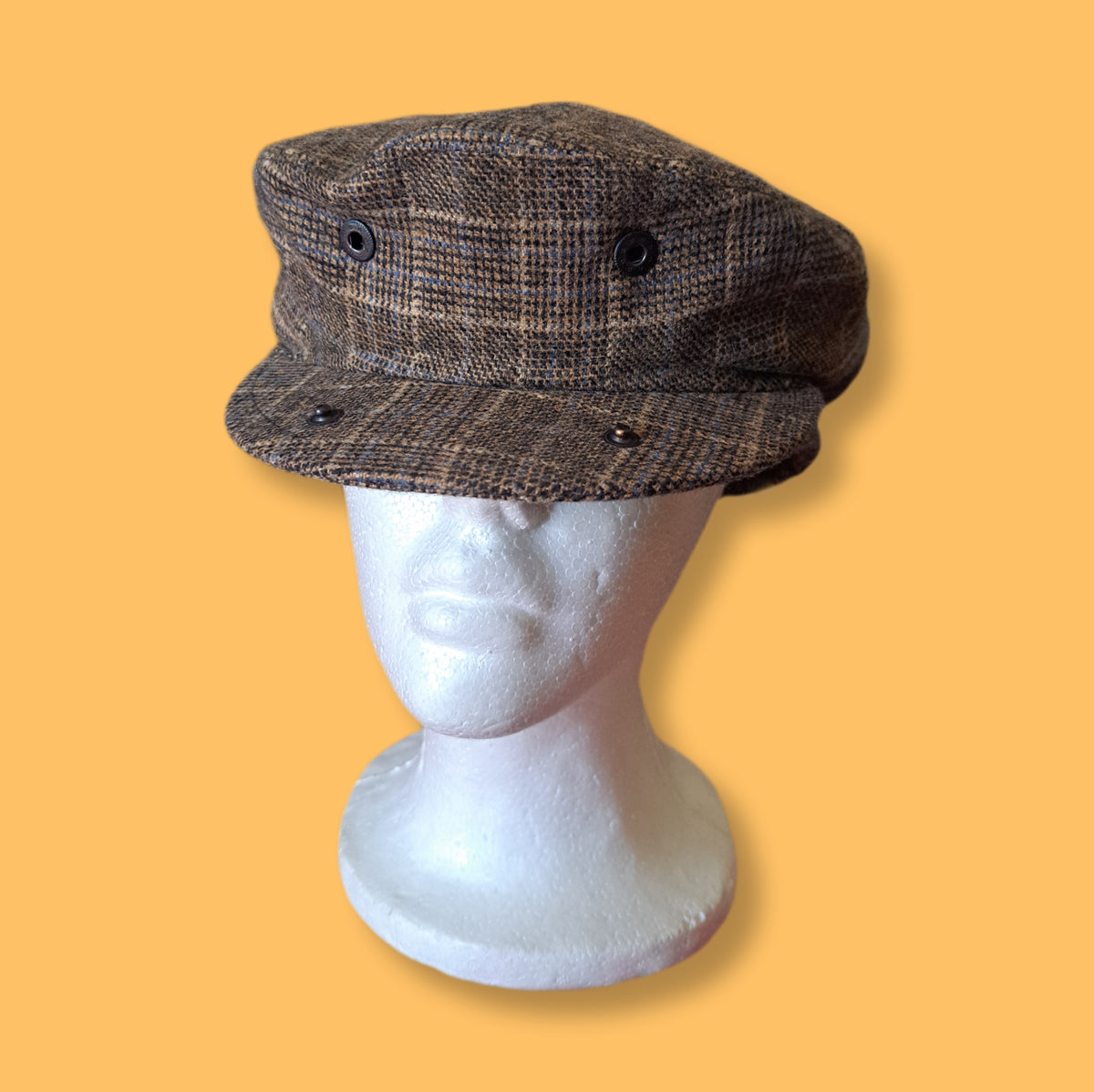 90's Brown Plaid Cashmere Newsboy Cap | Vintage Seifter & Associates Hat
