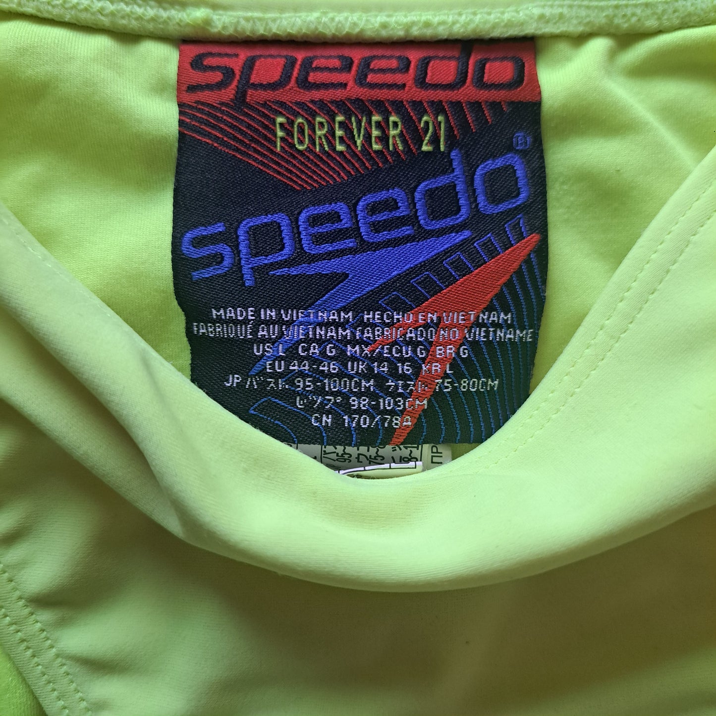 80's Style Speedo x Forever 21 Neon Lemon High-Cut Detachable One-Piece Swimsuit | Retro Sport Bikini