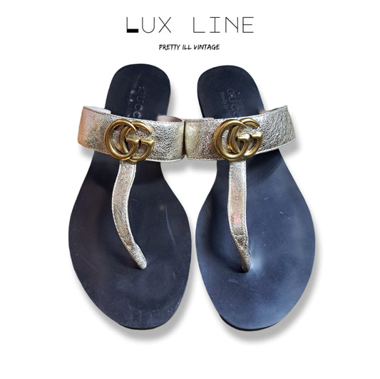 Modern "Gucci" Marmont Flat Thong Sandals