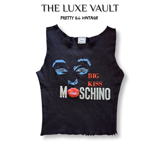 Vintage Reworked "Moschino" Big Kiss Sleevless Cut-Off Tank T-shirt