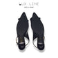 Modern Black Leather Slingback "Prada" Kitten Heels