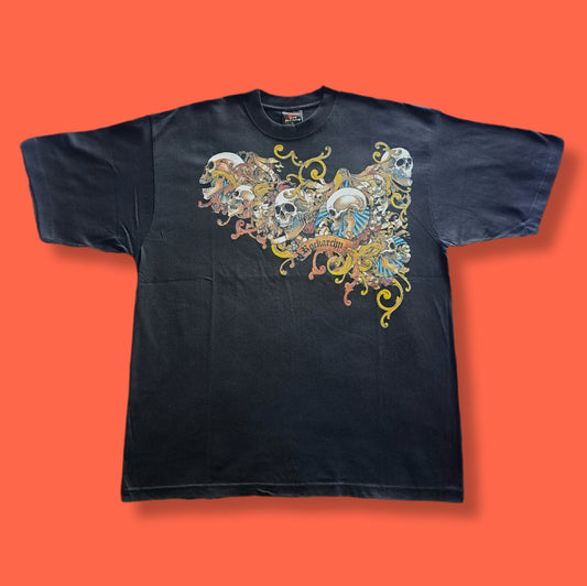 Y2K Vintage Black Rockarchy Multicolor Graphic T-Shirt