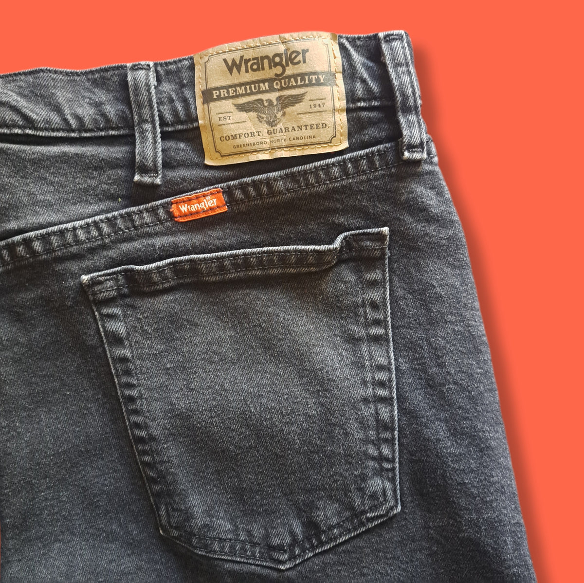 90's Vintage Wrangler Charcoal Gray Denim Board Shorts
