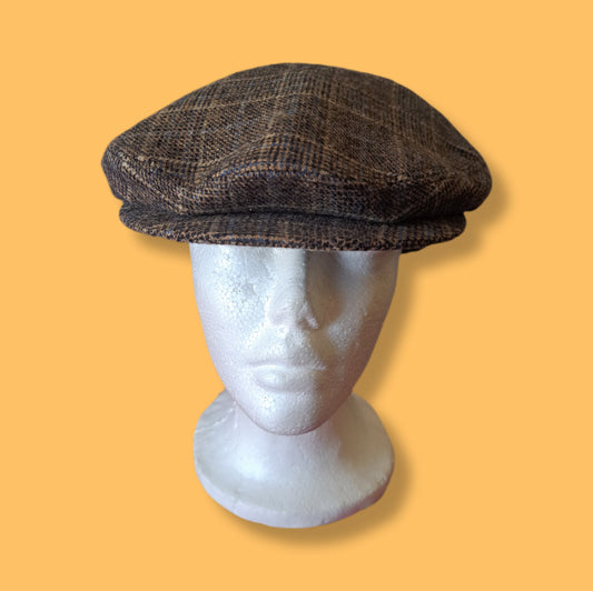 90's Brown Plaid Cashmere Newsboy Cap | Vintage Seifter & Associates Hat