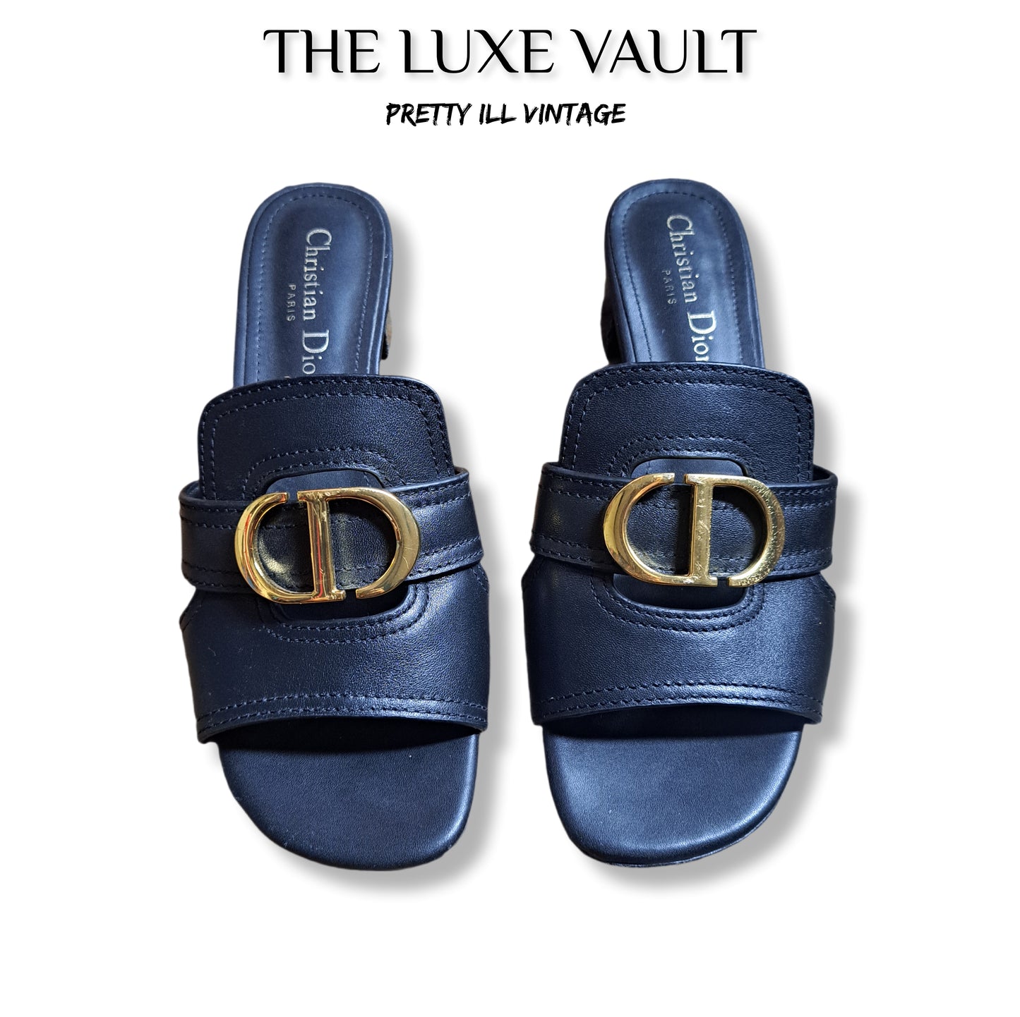 Modern "Christian Dior" 30 Montaigne Heeled Mules
