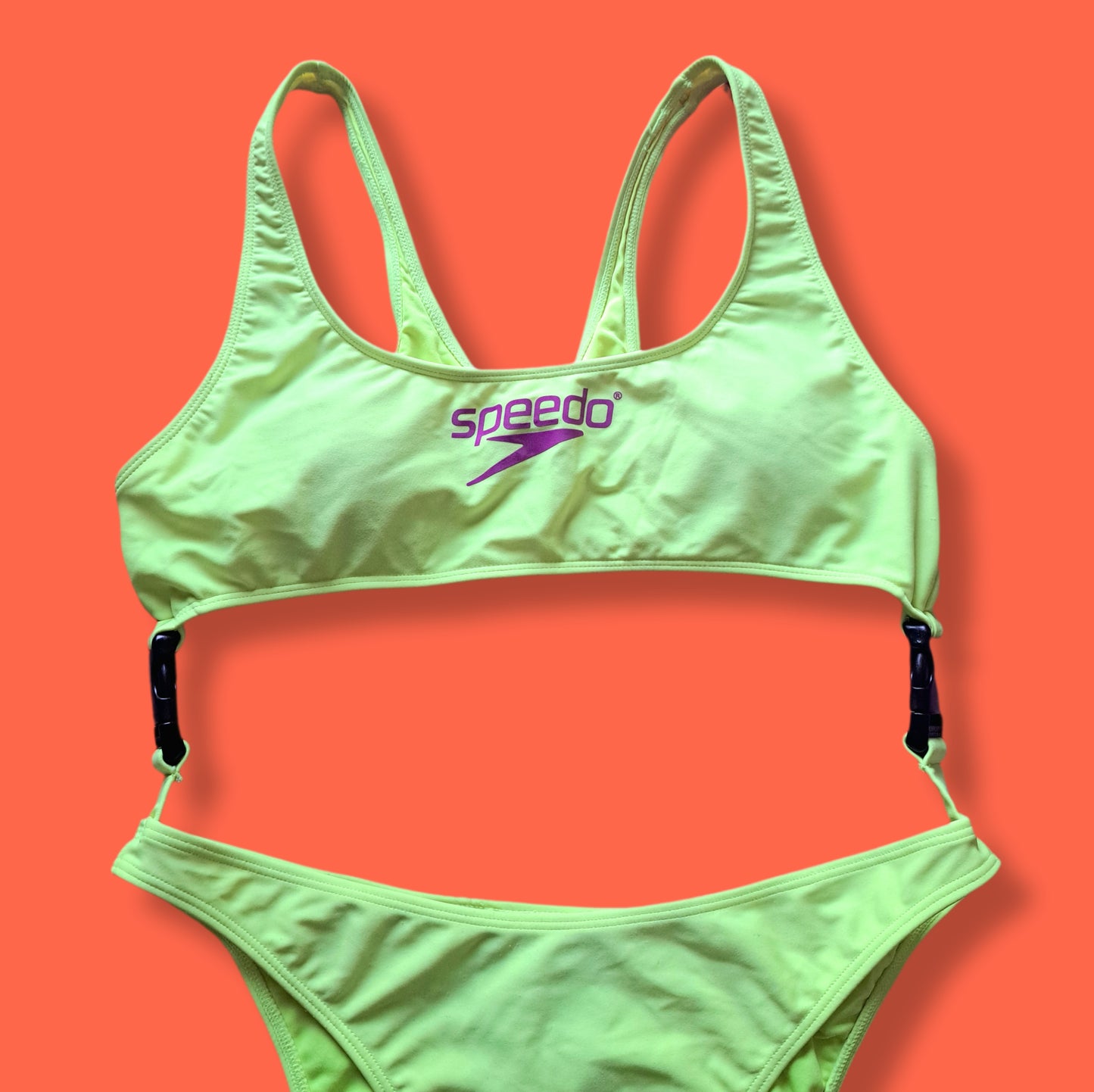 80's Style Speedo x Forever 21 Neon Lemon High-Cut Detachable One-Piece Swimsuit | Retro Sport Bikini