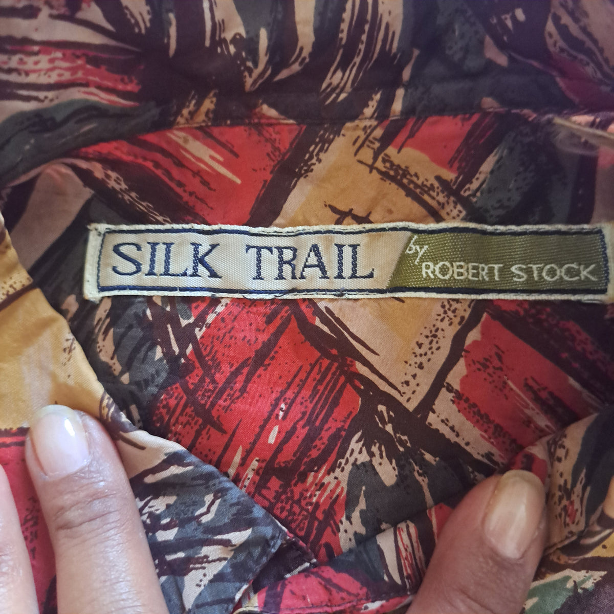 90's Robert Stock Silk Trail Multicolor Abstract Silk Shirt