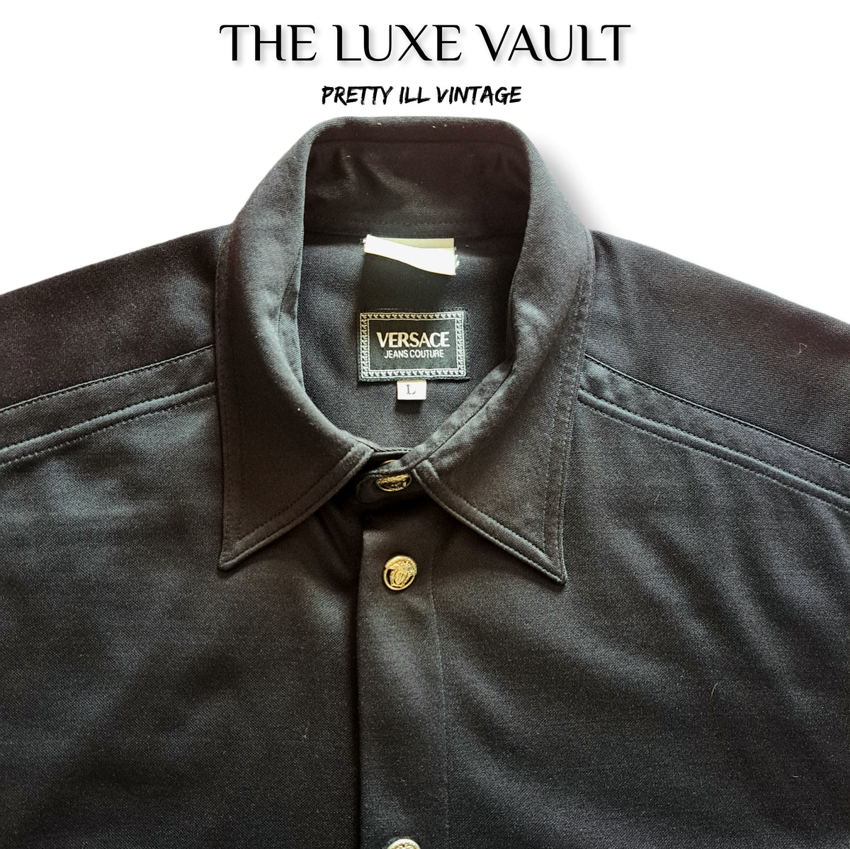 90's Versace Jeans Couture Black Button-Up Shirt | Vintage Italian Designer