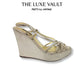 Y2K Vintage Dolce and Gabbana Metallic Gold Wedge Platform Sandals