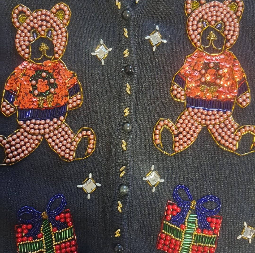 Vintage "Claudia D." Embellished Holiday Sweater Vest