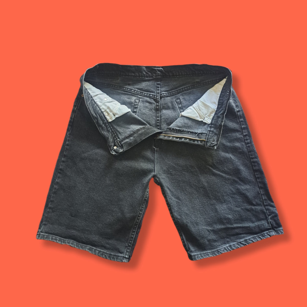 90's Vintage Wrangler Charcoal Gray Denim Board Shorts